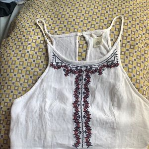 White with flower (red n blue) cropped halter top